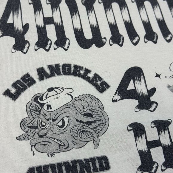 4Hunnid Mens Big Logo Double Sided Skate T-Shirt White Size L - Picture 5 of 9